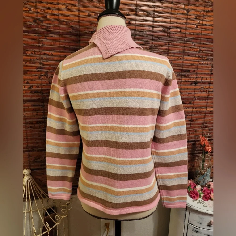 Liz Claiborne Crazy Horse Pink and Brown Cowl Neck Sweater - Picture 3 of 5